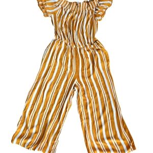 Xhilaration Jumpsuit Women's size M  gold and cream striped. Used